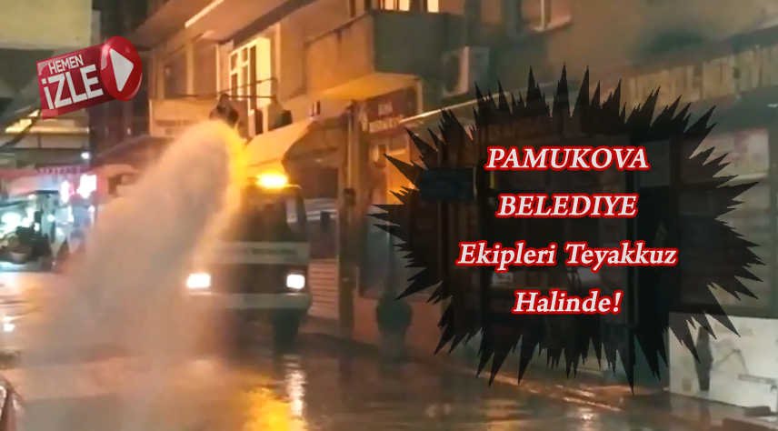 Pamukova’da cadde ve sokaklar yıkanarak dezenfekte edildi…