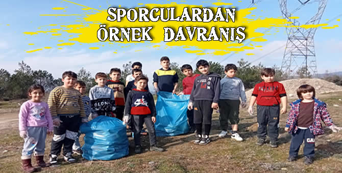 Sporcular doğada hem antrenman yaptı hem de çöp topladı..