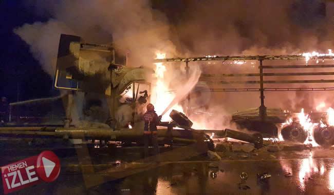 Pamukova İlçe Girişinde Feci Kaza! Sürücü Yanarak Can Verdi..