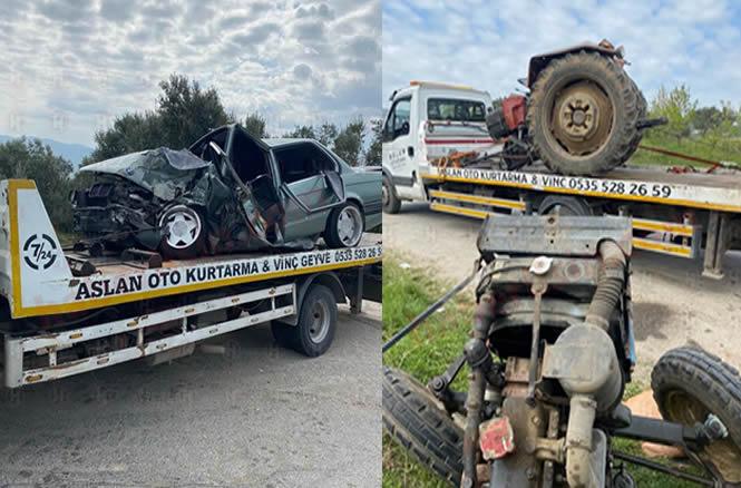 Bayramda korkutan kaza! Traktör ile otomobil çarpıştı…