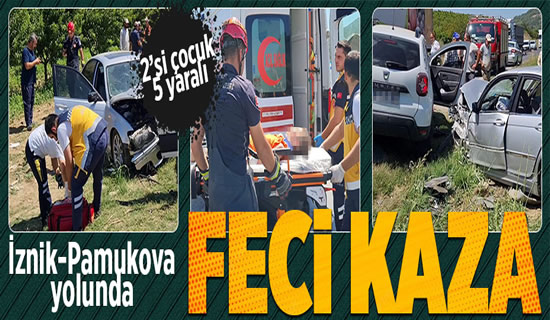 İznik – Pamukova Yolunda  Trafik Kazası! 2’si Çocuk  5 Kişi Yaralı..