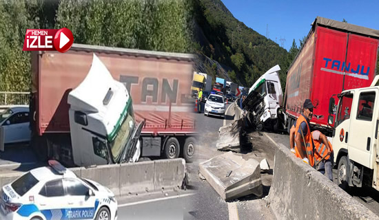 D-650 Karayolunda Makaslama Yapan TIR Bariyerlere Çarptı…