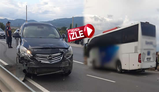D-650 Karayolu’nda otobüs ile otomobil çarpıştı..