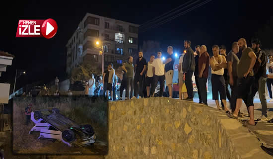 Kontrolden Çıkan Otomobil 3 Metrelik Yükseklikten Aşağıya Düştü! 4 Yaralı…