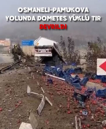 D-650 Karayolunda Domates Taşıyan Tır Kontrolden Çıkarak Devrildi..