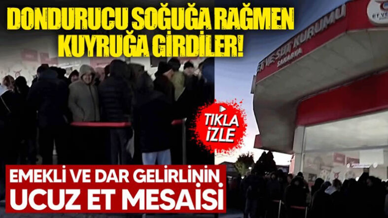 Dar Gelirlinin Et Çilesi; Uzun Kuyruklar Kışa Rağmen Dağılmıyor…