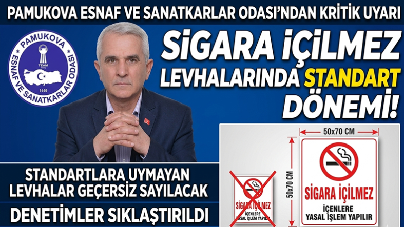 Başkan Sabri Günay’dan Önemli Uyarı; Sigara İçilmez Levha Ölçüsü 50×70 Olmak Zorunda…